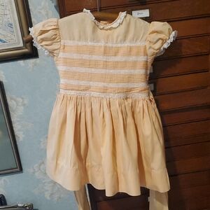 Cinderella Orange Cream Puff Sleeve Dress.vintage